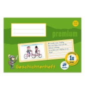 Geschichtenheft 734500730 Premium, Lineatur 1G / Schreiblern-Lineatur, A5 quer, 90g, grün, 16 Blatt / 32 Seiten