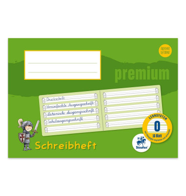Schreiblernheft 734500702 Premium, Lineatur 0 / Schreiblern-Lineatur / keine, A5 quer, 90g, gr&uuml;n, 16 Blatt / 32 Seiten