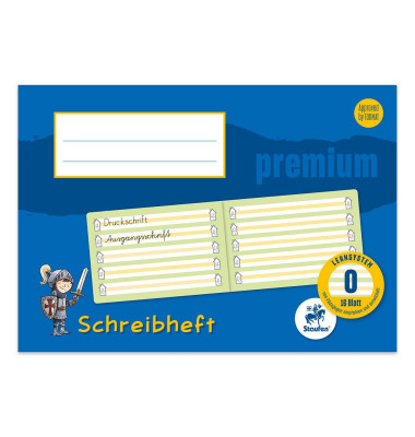 Schreiblernheft 734500701 Premium, Lineatur 0 / Schreiblern-Lineatur, A5 quer, 90g, blau, 16 Blatt / 32 Seiten