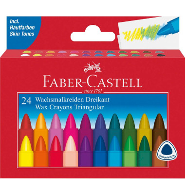 24 Triangular Wachsmalstifte farbsortiert 24 Triangular Wachsmalstifte farbsortiert