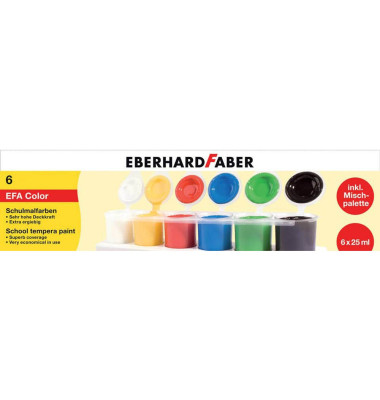 Temperafarbkasten, 575506, Temperafarbe, 6 Farben, farbig sortiert