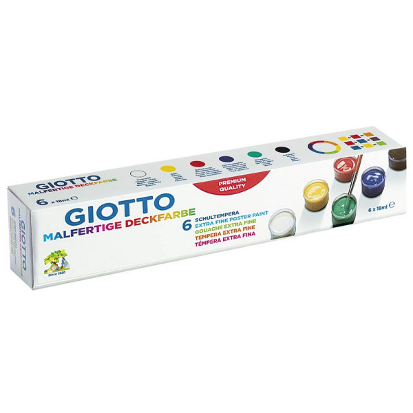 Giotto Farbkasten, F350600, Deckfarbe, 6 Farben, farbig sortiert 8000825350634 Giotto 6 Stück