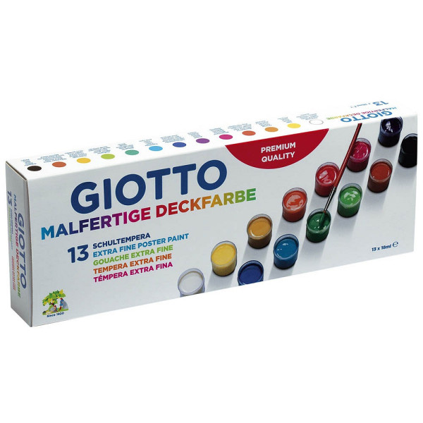 Giotto Temperafarbkasten, F351300, Temperafarbe, 12 Farben, farbig sortiert 8000825351334 Giotto 13 Stück