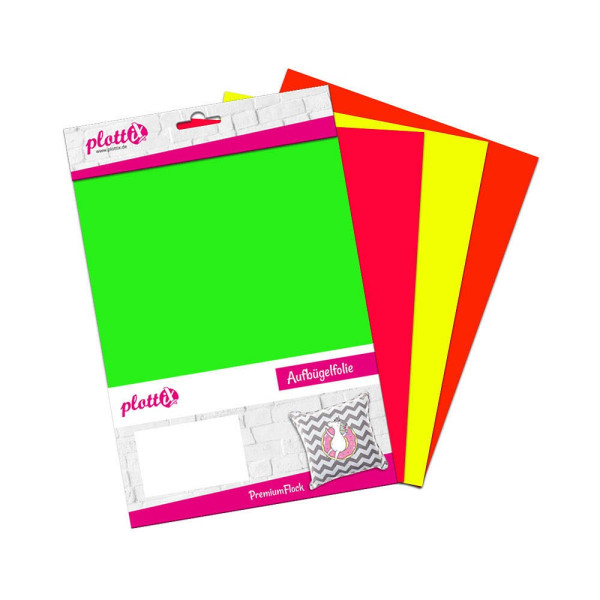 0767523755953 - PremiumFlock Neon Aufbügelfolie farbsortiert (neon) Flock-Folie 200 cm x 300 cm 0767523755953 4 Stück 0767523755953 - PremiumFlock Neon Aufbügelfolie farbsortiert (neon) Flock-Folie 200 cm x 300 cm 0767523755953 4 Stück