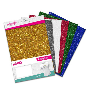 GlitterFlex Aufbügelfolie farbsortiert (glitzer) Effekt-Folie 20,0 cm x 30,0 cm