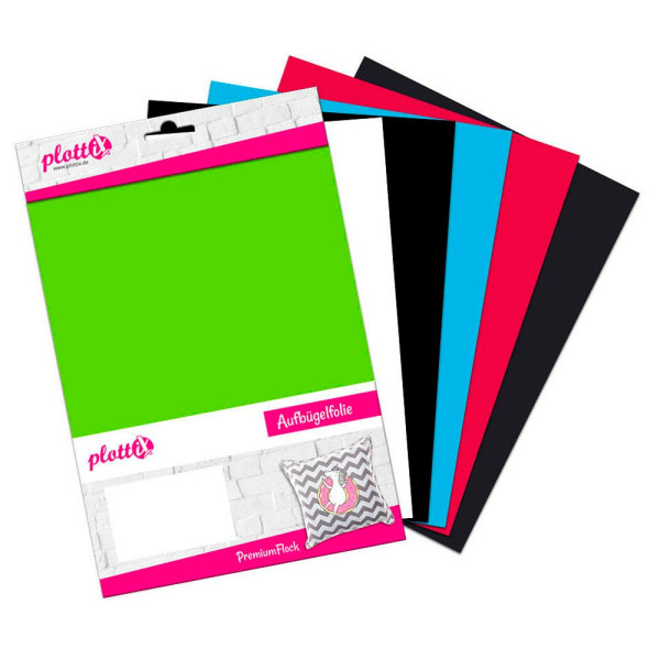 0767523755939 - PremiumFlock Aufbügelfolie farbsortiert Flock-Folie 200 cm x 300 cm 0767523755939 6 Stück 0767523755939 - PremiumFlock Aufbügelfolie farbsortiert Flock-Folie 200 cm x 300 cm 0767523755939 6 Stück