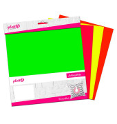 PremiumFlock Neon Aufbügelfolie 4 St. farbsortiert (neon) Flock-Folie 30,0 cm x 30,0 cm, 4 St.