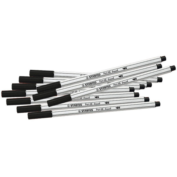 10 Stück Stabilo Pen 68 brush Brush-Pens schwarz 4006381546065 Stabilo