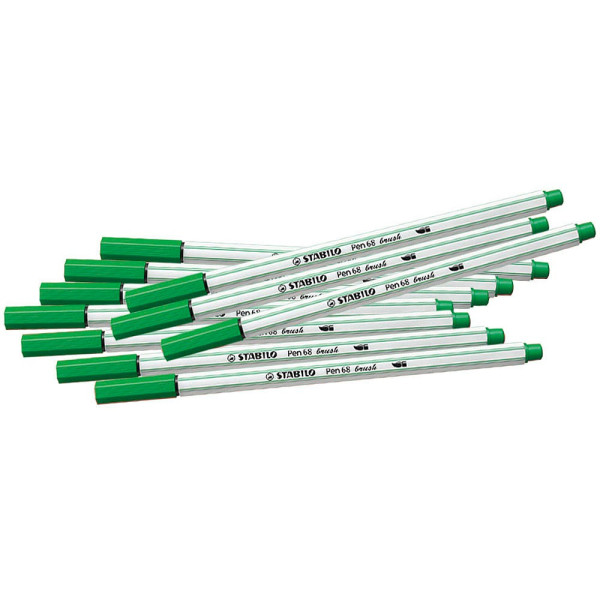 10 x Stabilo Premium-Filzstift mit Pinselspitze Pen 68 brush smaragdgr