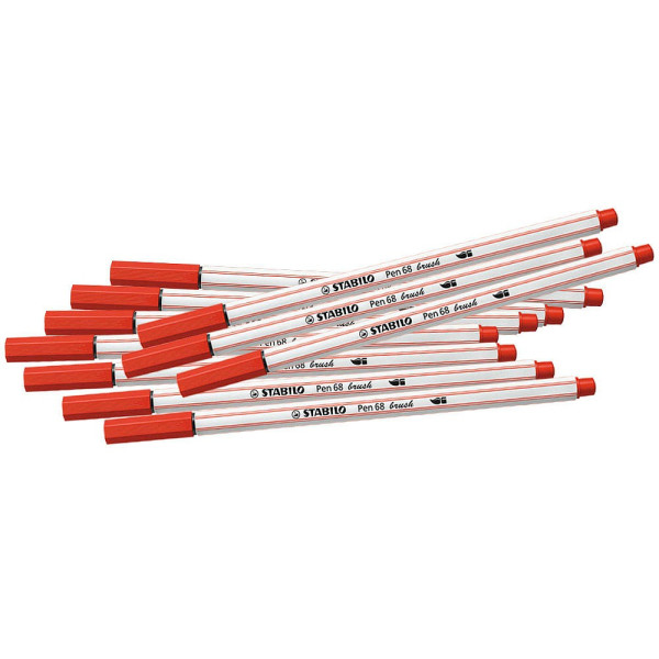 10 x Stabilo Premium-Filzstift mit Pinselspitze Pen 68 brush karmin