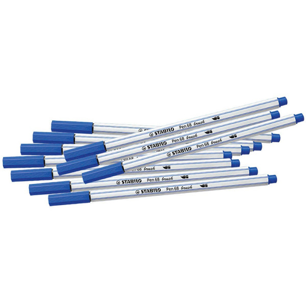 10 x Stabilo Premium-Filzstift mit Pinselspitze Pen 68 brush ultramari