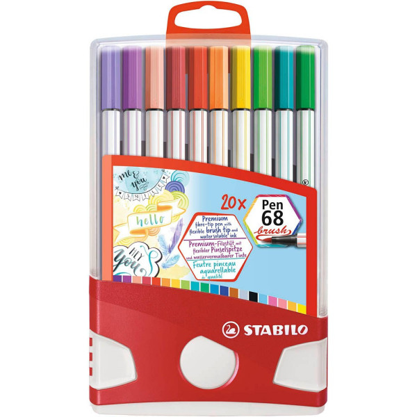 5 Stück Stabilo Pen 68 brush Brush-Pens farbsortiert 4006381561112 Stabilo 20 Stück