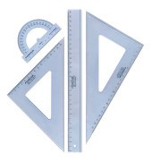 Lineal-Set Mars® 569 Lineal: 30,0 cm, Zeichendreiecke: 26,0 cm/60°, 16,0 cm/45° (Geometriedreieck), Winkelmesser: 10,0 cm/180° ,