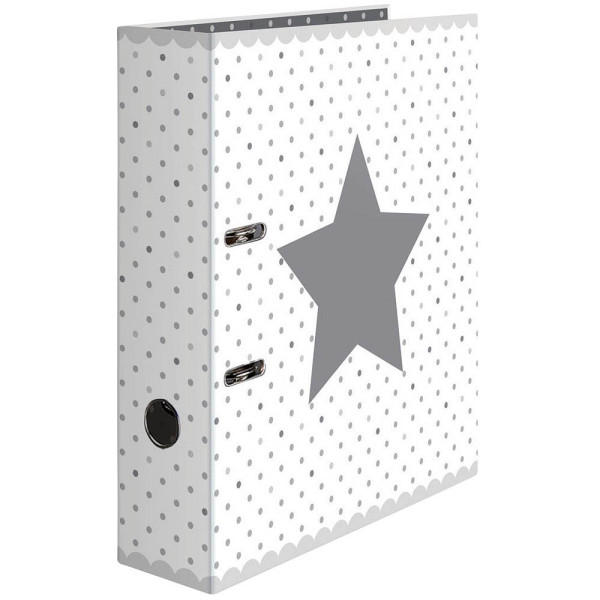 10 Stück Herma Motivordner Stars Stars weiß gepunktet mit Stern 7192, A4 70mm breit 4008705071925 Herma