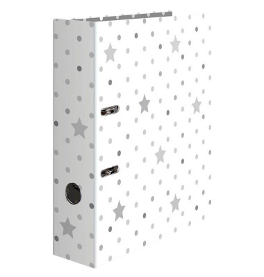 Motivordner Stars Stars weiß mit grauen Sternen 7193, A4 70mm breit