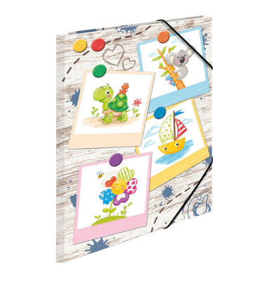 Zeichenmappe 19796, A3 mit Motiv, Karton 350g, 3 Einschlagklappen, 2 Gummizüge (Eckspanngummis)