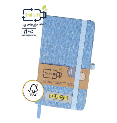 Notizbuch 04071/6, 2nd Life, jeansblau, A5, punktiert, 80g, 96 Blatt / 192 Seiten