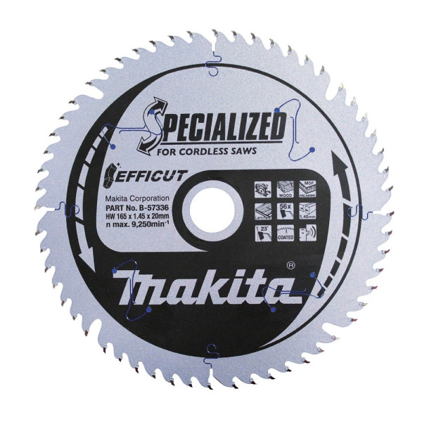 0088381518420 - Efficut - Kreissägeblatt - für Holz Metall Kunststoff Laminat mitteldichte Holzfaserplatte (MDF) melamine - 165 mm - 56 Zähne (B-57336)