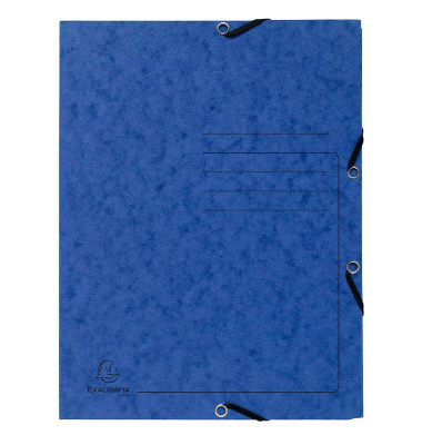 Eckspannmappe 55402E, A4 blau Karton 355g, mit 3 Einschlagklappen
