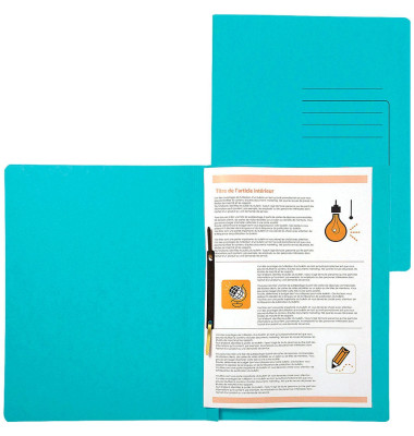 Schnellhefter 39986E, A4, hellblau, Karton, 355g, Vorderdeckel opak