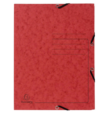 Eckspannmappe 55405E, A4 rot Karton 355g, mit 3 Einschlagklappen