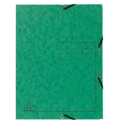 Eckspannmappe 55403E, A4 grün Karton 355g, mit 3 Einschlagklappen