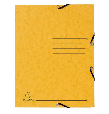 Eckspannmappe 55409E, A4 gelb Karton 355g, mit 3 Einschlagklappen