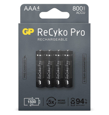 4 Akkus ReCyko+ PRO Micro AAA 800 mAh