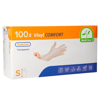 Einweghandschuhe Comfort, Vinyl, transparent, Größe 10 / XL,