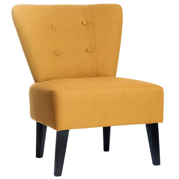 3660141233209 - meet by Paperflow Lounge Sessel BRIGHTON Stoffbezug Vintage-Look Massivholzbeine safran