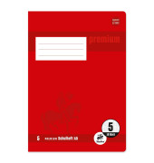 Schulheft 734010305 Premium, Lineatur 5 / kariert, A5, 90g, rot, 16 Blatt / 32 Seiten