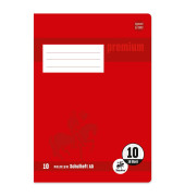 Schulheft 734010310 Premium, Lineatur 10 / kariert, A5, 90g, rot, 16 Blatt / 32 Seiten