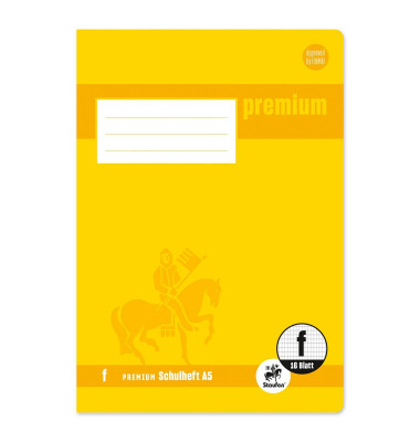 Schulheft 734010311 Premium, Lineatur 8f / rautiert, A5, 90g, gelb, 16 Blatt / 32 Seiten