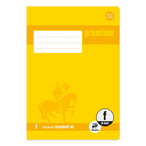 4006050103117 - Schulheft 734010311 Premium Lineatur 8f   rautiert mit weißem Rand A5  90g gelb 16 Blatt   32 Seiten 4006050103117 Staufen