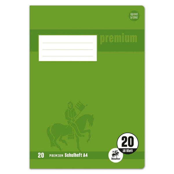 4006050103209 - Schulheft 734010320 Premium Lineatur 20   blanko A4  90g grün 16 Blatt   32 Seiten 4006050103209 Staufen