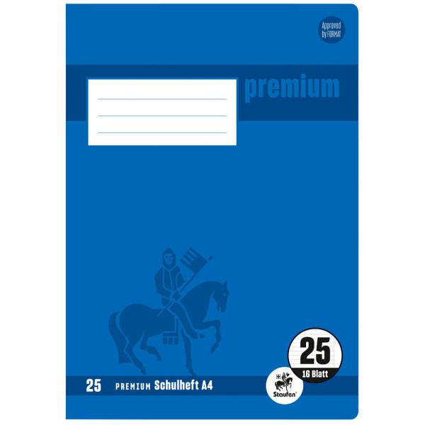 4006050103254 - Schulheft 734010325 Premium Lineatur 25   liniert mit weißem Rand   keine A4 90g blau 16 Blatt   32 Seiten 4006050103254 St