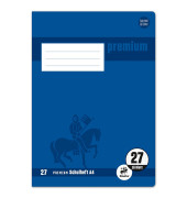Schulheft 734010327 Premium, Lineatur 27 / liniert mit Rand innen/außen, A4, 90g, blau, 16 Blatt / 32 Seiten