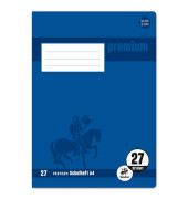 Schulheft 734010627 Premium, Lineatur 27 / liniert mit Rand innen/au&szlig;en / keine, A4, 90g, blau, 32 Blatt / 64 Seiten