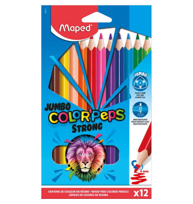 Buntstifte-Set COLOR'PEPS STRONG Jumbo M863312, farbig sortiert, dreikant, Packung
