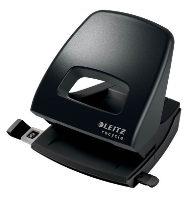 B&uuml;rolocher NeXXt Recycle 5003-00-95, schwarz, bis 3mm 30 Blatt, mit Anschlagschiene