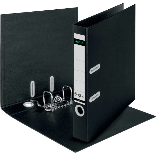 4002432127146 - LEITZ® Ordner Recycle A4 Rückenbreite 50 mm 180°-Hebelmechanik Rückenschild & Griffloch zu 100 % recycelbar schw