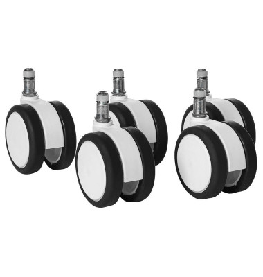 Bürostuhl-Ersatzrollen 6990W, Stiftlänge 23mm, StiftØ 11mm, für Hartboden, weiß/schwarz
