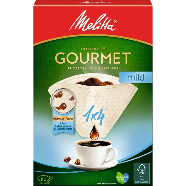 4006508208838 - Melitta® Gourmet mild 1x4 80 Filtertüten Filtertüten® Premium für einen milden Kaffeegenuss 1 Packung = 80 Stück 4006508208838 - Melitta® Gourmet mild 1x4 80 Filtertüten Filtertüten® Premium für einen milden Kaffeegenuss 1 Packung = 80 Stück
