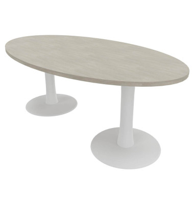 Konferenztisch Idea+ IDTR200 CL I, 74cm (H), 200x110cm (BxT), oval, beton / weiß