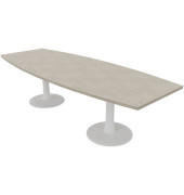 Konferenztisch Idea+ IDTR280 CL I, 74cm (H), 280x80-110cm (BxT), Tonnenform, beton / weiß