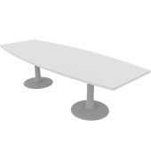 Konferenztisch Idea+ IDTR280 BA A, 74cm (H), 280x80-110cm (BxT), Tonnenform, weiß / silber