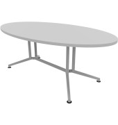 Konferenztisch X2 X2ITO20 GR A, 74cm (H), 200x110cm (BxT), oval, grau / silber