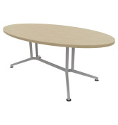Konferenztisch X2 X2ITO20 RK A, 74cm (H), 200x110cm (BxT), oval, eiche / silber