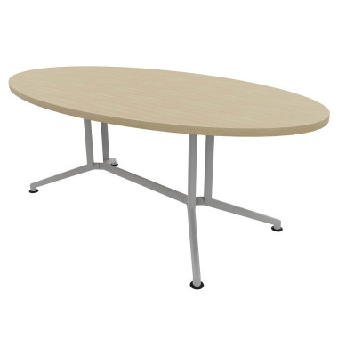 Konferenztisch X2 X2ITO20 RK A, 74cm (H), 200x110cm (BxT), oval, eiche / silber Konferenztisch X2 X2ITO20 RK A, 74cm (H), 200x110cm (BxT), oval, eiche / silber