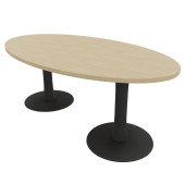 Konferenztisch Idea+ IDTR200 RK R, 74cm (H), 200x110cm (BxT), oval, eiche / dunkelgrau